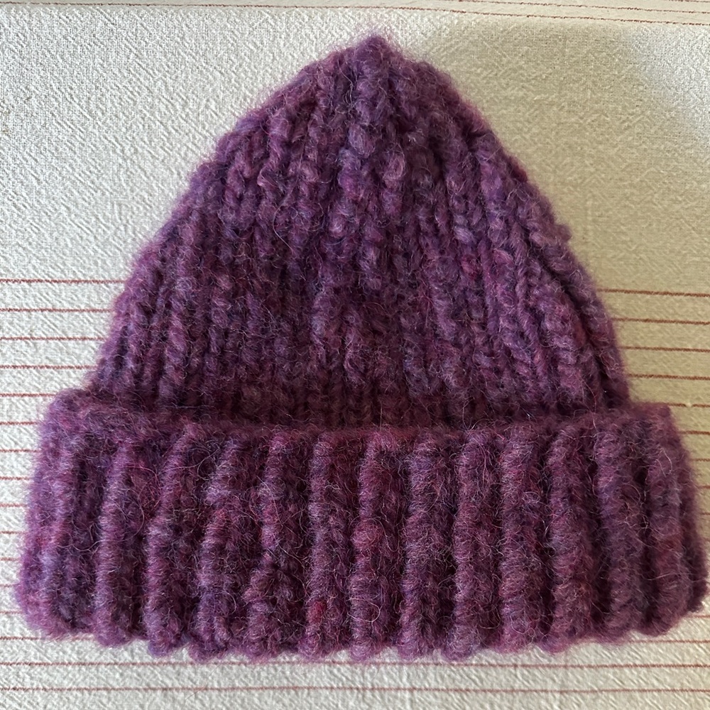 Toast style Knit Beanie in deep mauve